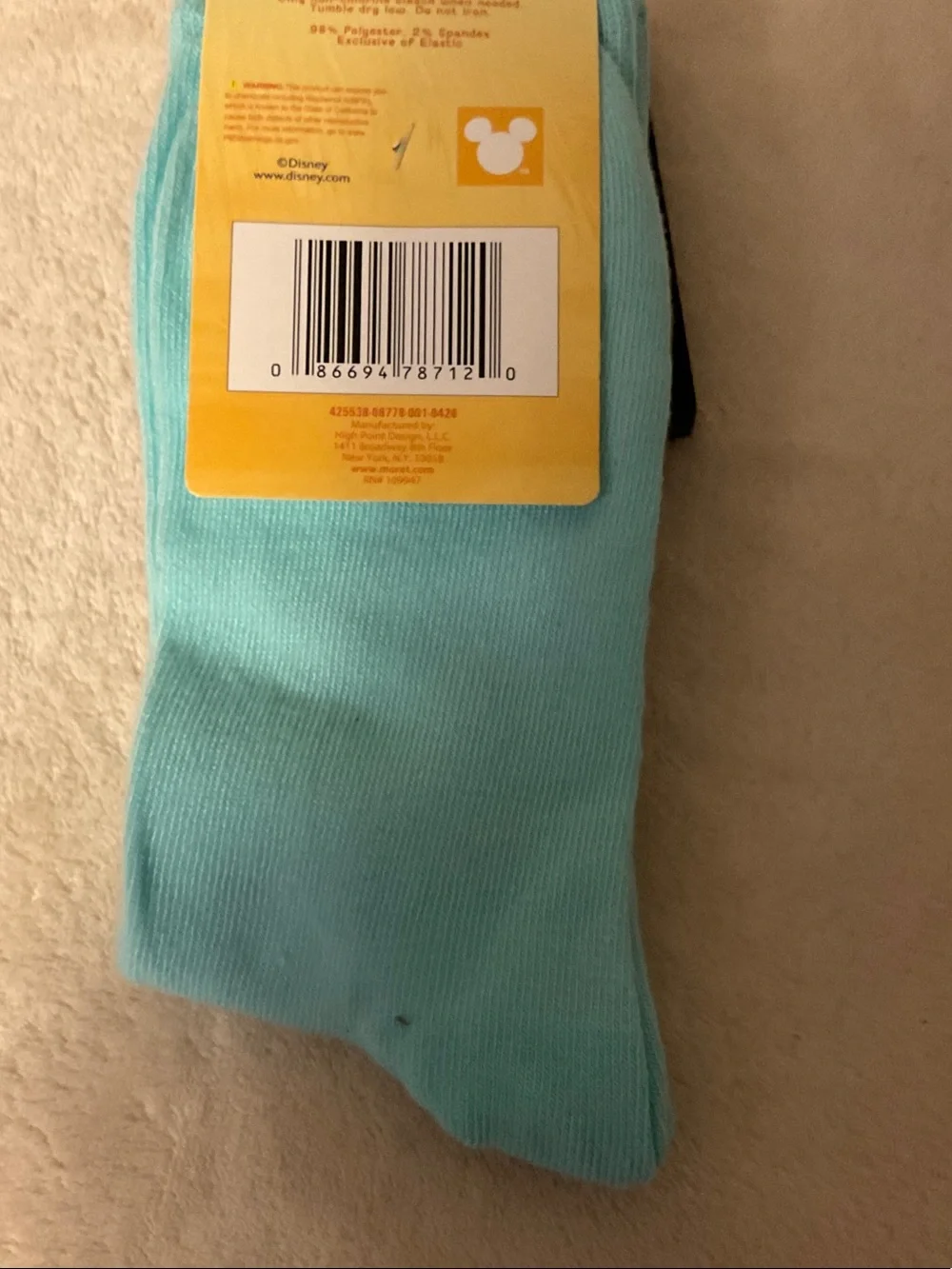 Disney Light Blue Stitch Crew Socks with Red Sunglasses Accent